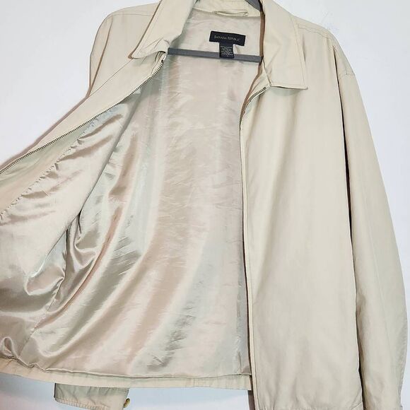 Banana Republic Men's Cream Zip-Up Jacket Size Large Cream Preppy Jacket - Picture 5 of 9